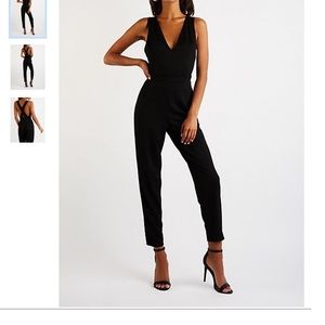 NWT Cross-back Plunge Neck Black jumpsuit